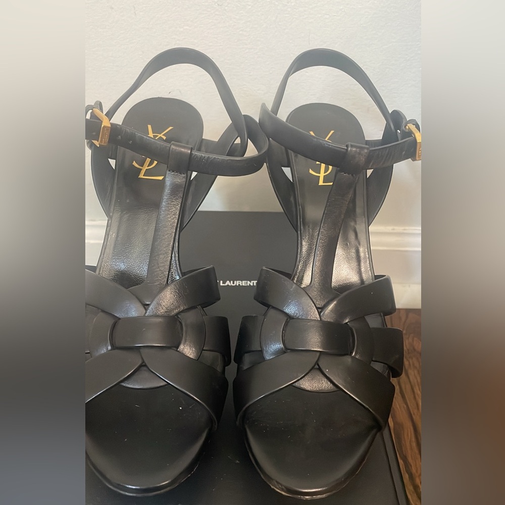 Saint Laurent's Tribute platform sandals low heel